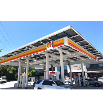 Cuna de marco de espacio galvanizado Techo de gasolina total Estructura de acero de la estación de servicio